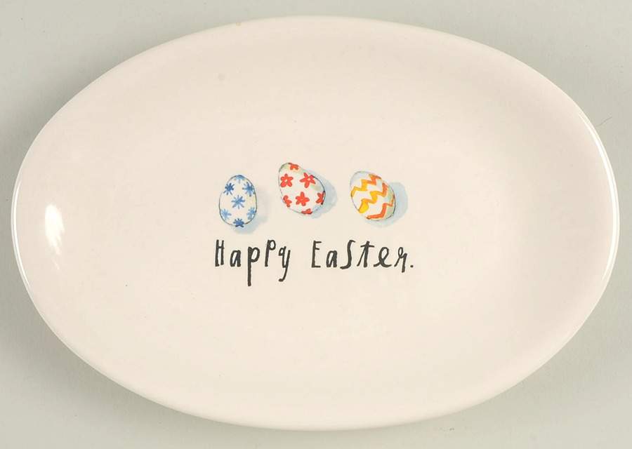 Happy Easter (Small Eggs) 8" Oval Plate by Magenta-1