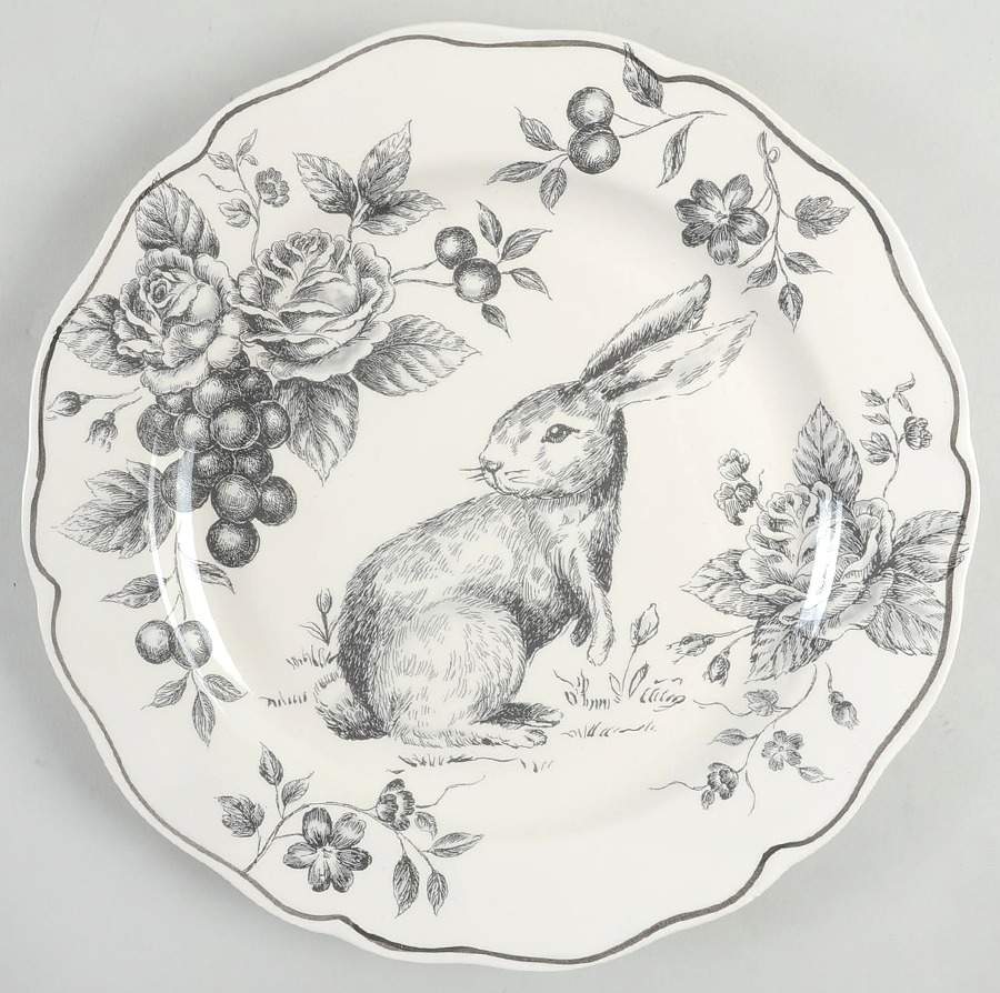 Black and White Toile Dinner Plate by Maxcera Corp-1