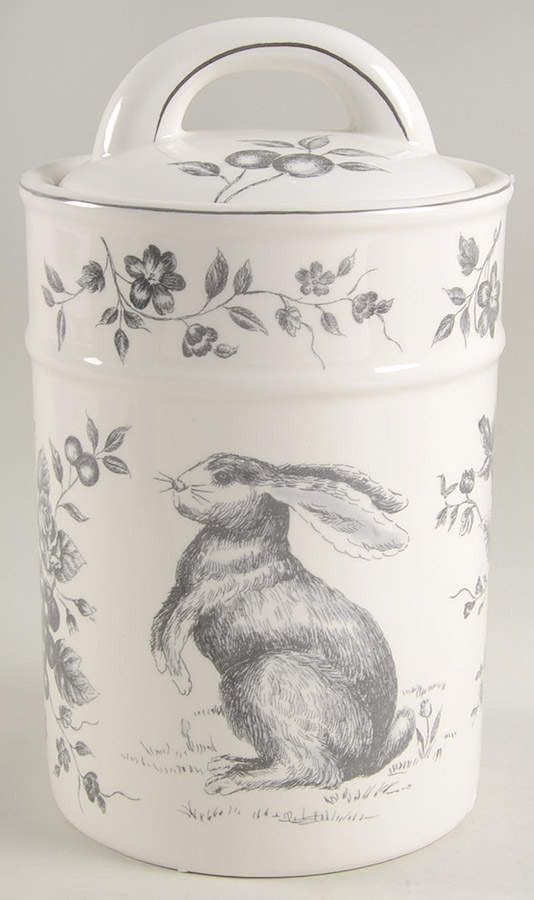 Black and White Toile Extra Large Canister & Lid by Maxcera Corp-1