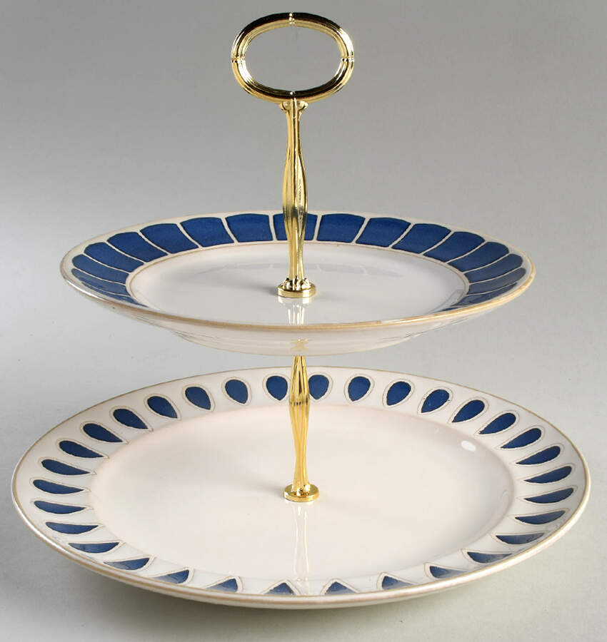 Blaise Cobalt 6 5/8"-10"  2 Tiered Serving Tray (Dp, Sp) HC by Mikasa-1