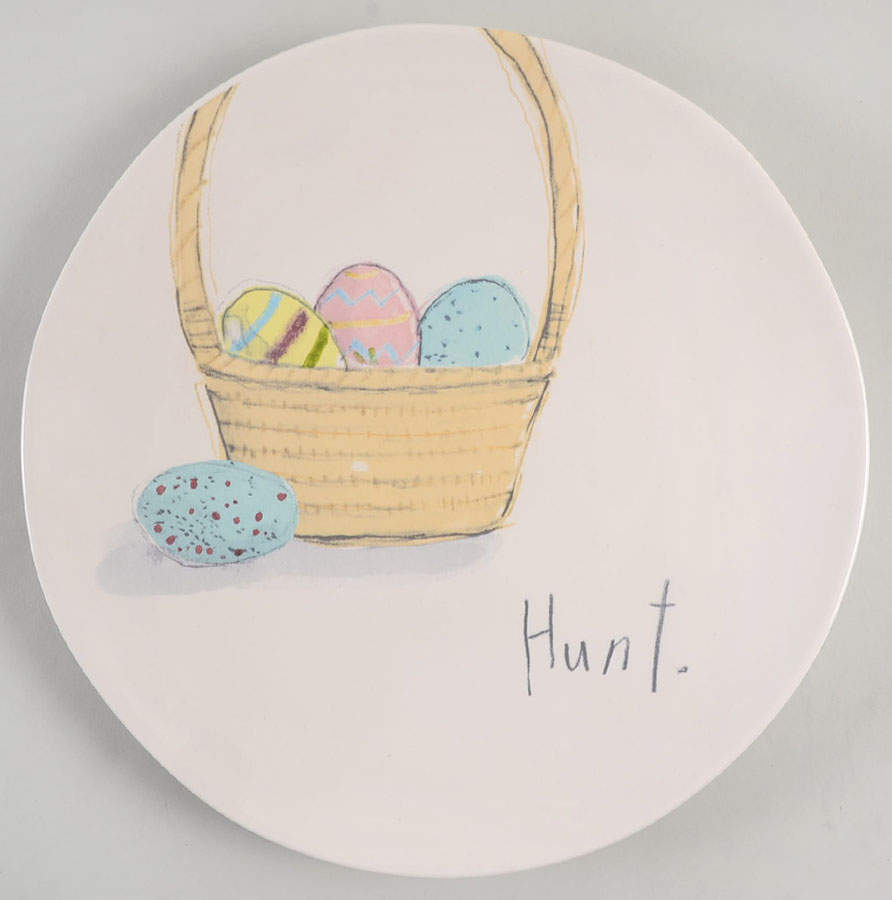 Happy Easter (Chirp, Crunch, Hop, Hunt) Dinner Plate by Magenta-1