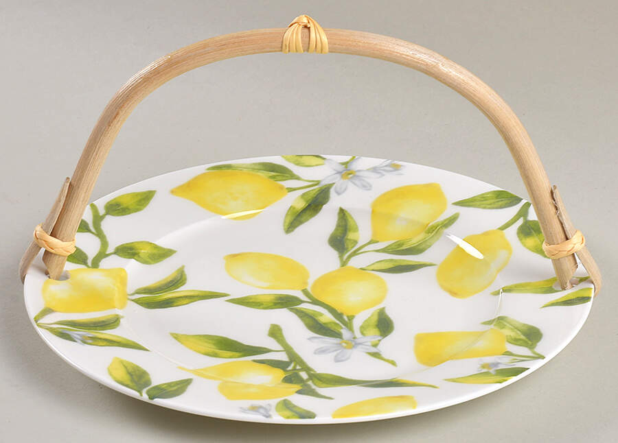 Lemons 5 3/8"-5 5/8" Bamboo Handled Serving Plate  HC by Mikasa-1