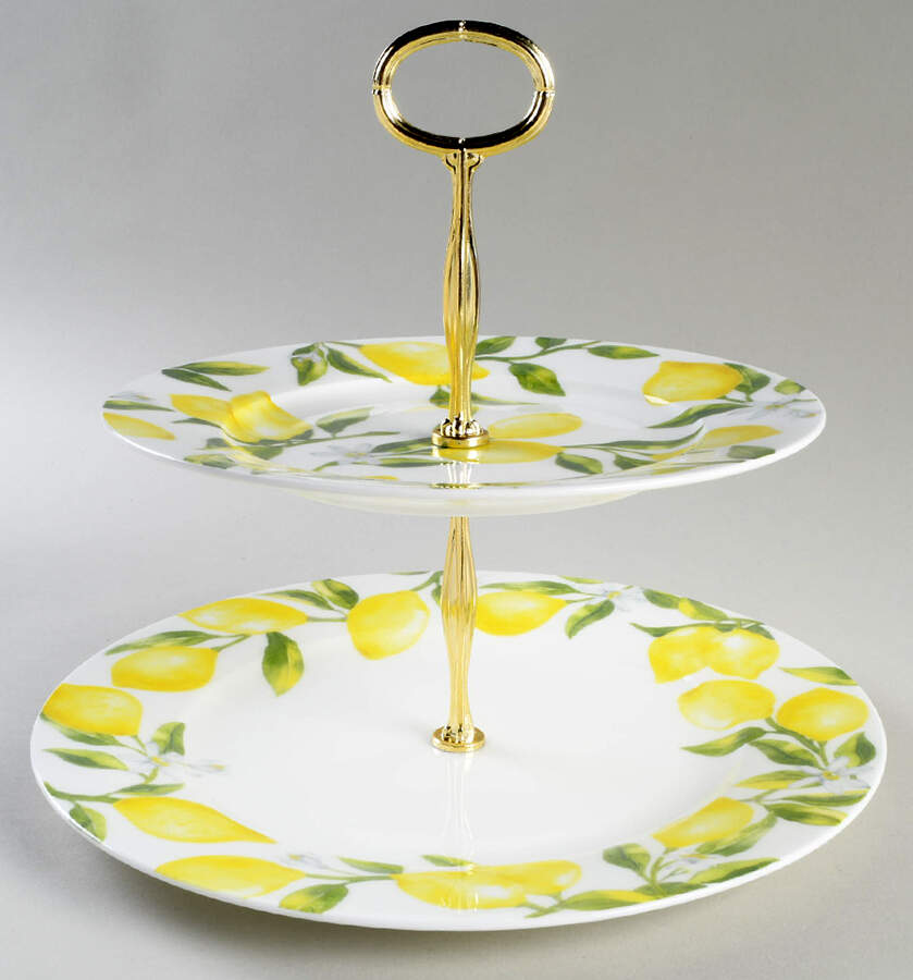 Lemons 6 5/8"-10"  2 Tiered Serving Tray (Dp, Sp) HC by Mikasa-1