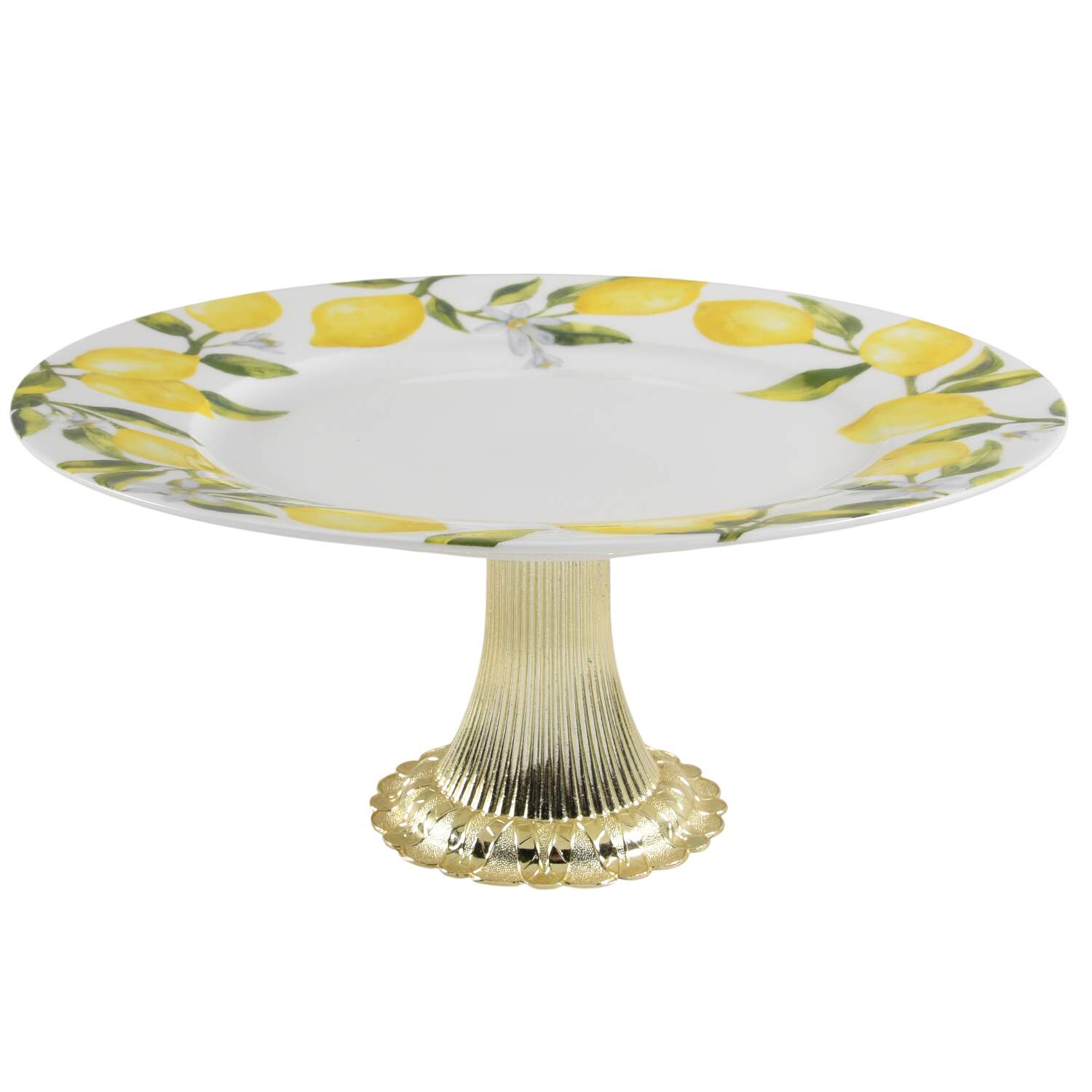 Lemons Cake Stand with 4"-5" Metal Pedestal  Hc by Mikasa-1