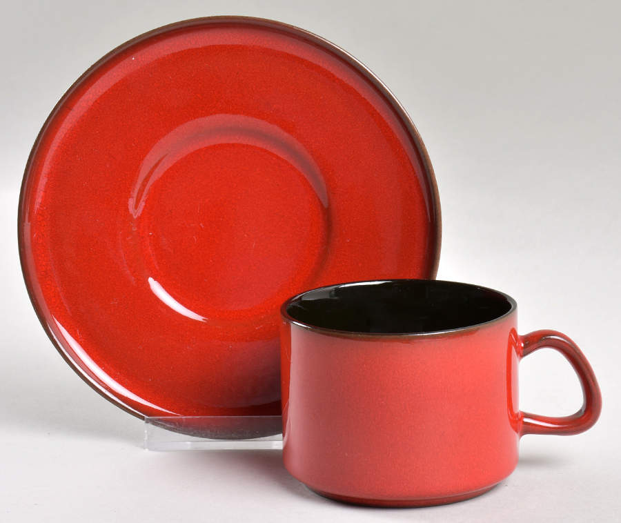 Red Flat Cup & Saucer Set by Melitta-1