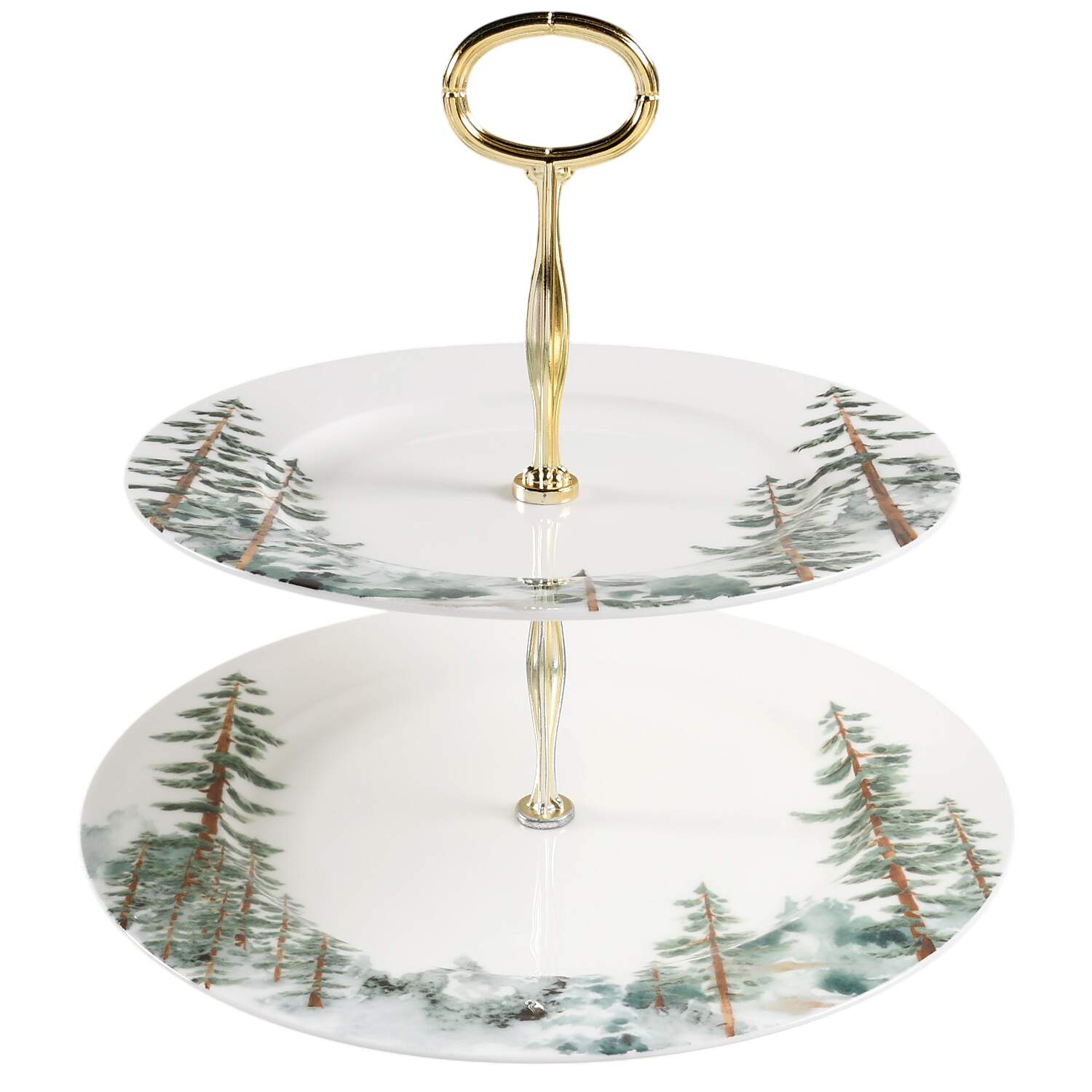 Watercolor Forest 6 5/8"-10"  2 Tiered Serving Tray (Dp, Sp) HC by Mikasa-1