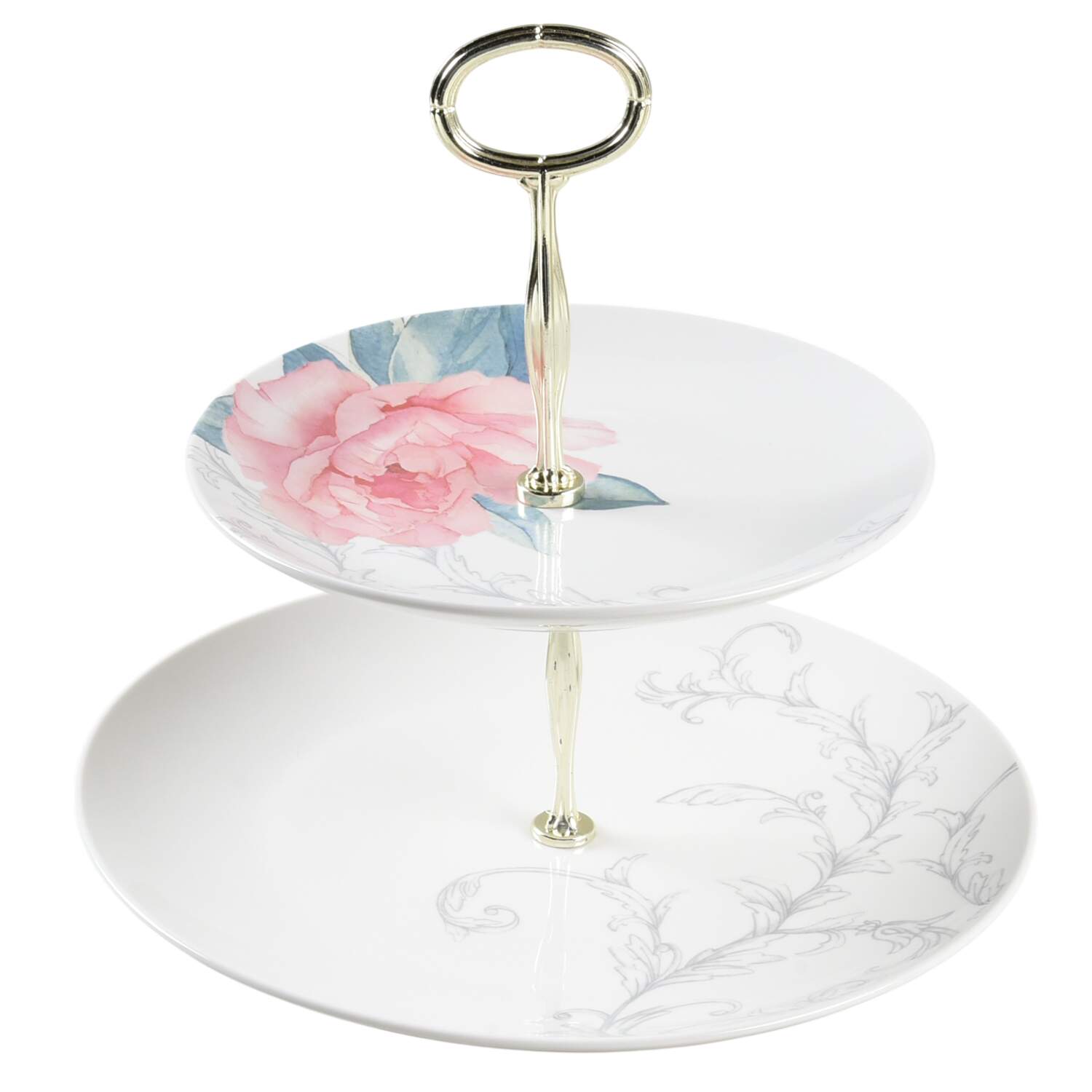 Peony 6 5/8"-10"  2 Tiered Serving Tray (Dp, Sp) HC by Martha Stewart-1