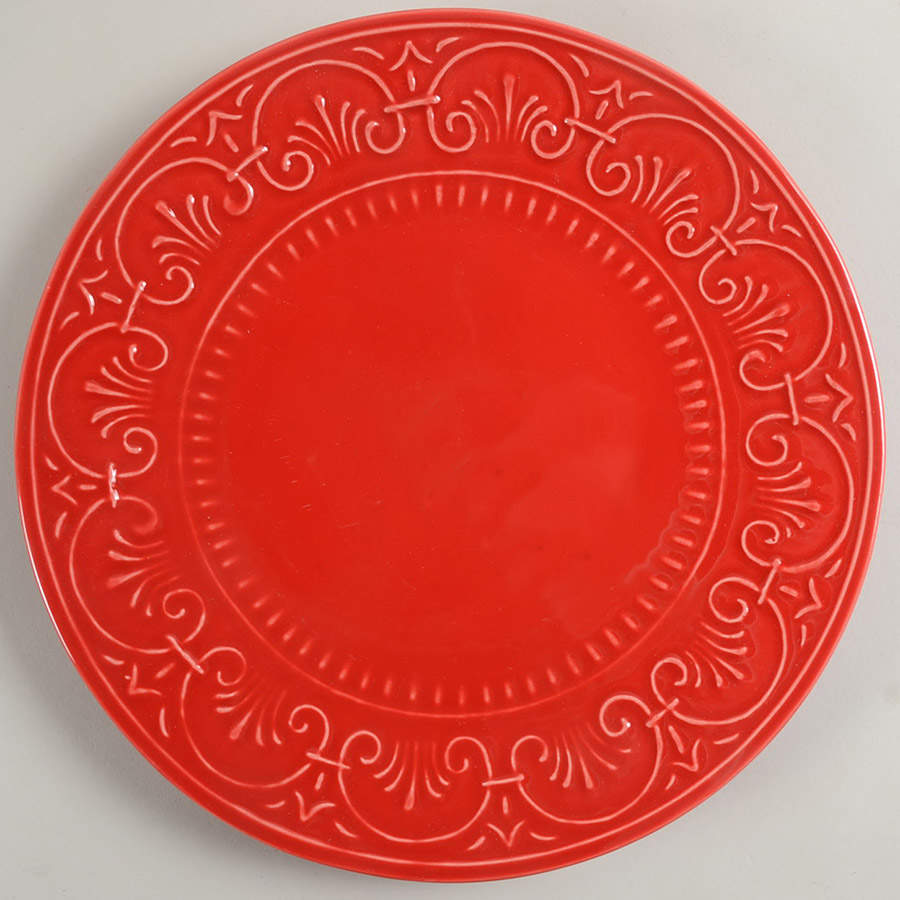 MLJ15 Red Dinner Plate by Maioliche Jessica-1