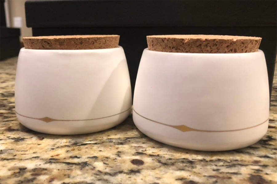 Palm Desert White Small Spice Jar & Cork Stopper by Magenta-1