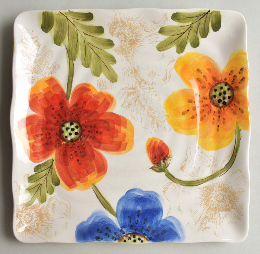 Colorfull Poppy Garden Square Salad Plate by Maxcera Corp-1