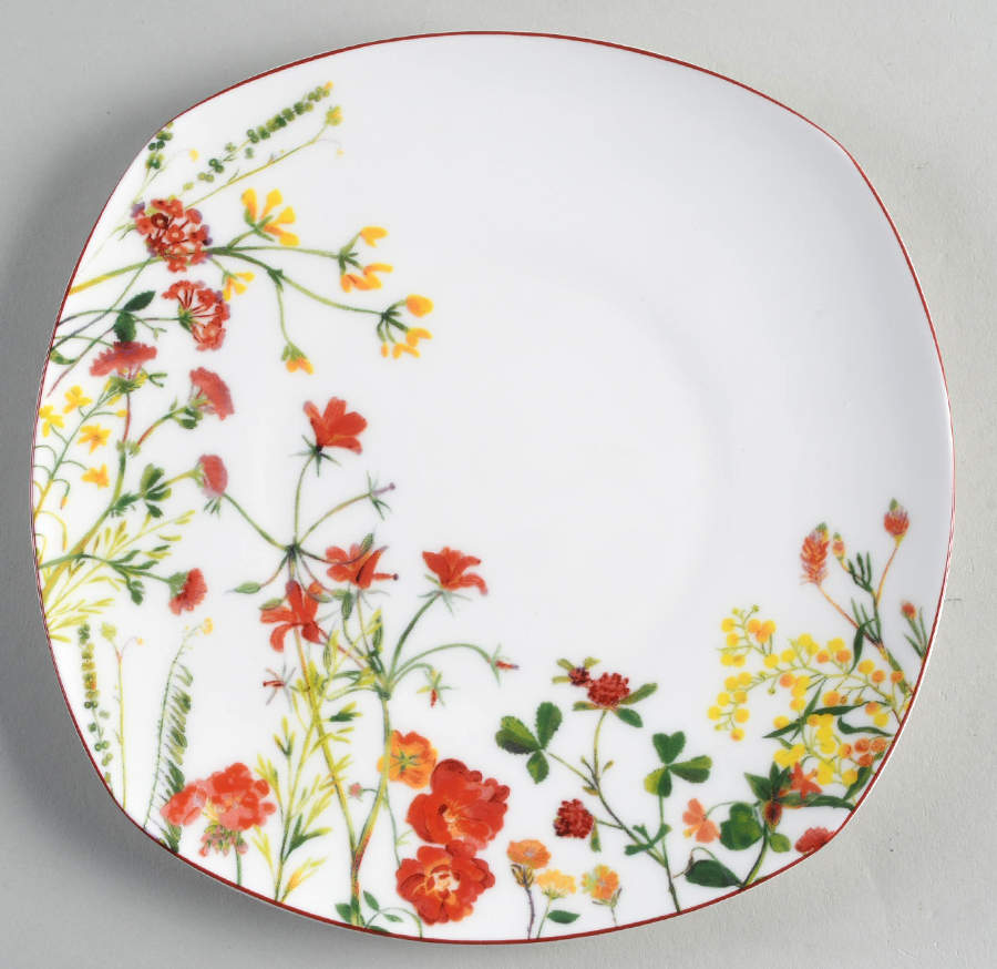 Wildflower Garden Red Square Salad Plate by Mikasa-1