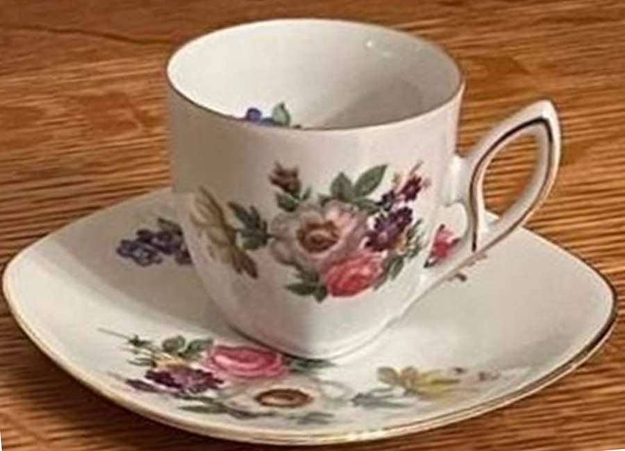 Meissen Floral Smooth Flat Cup & Saucer Set by Mitterteich-1
