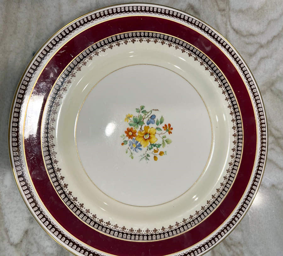 Whitsuntide Burgundy Dinner Plate by Myott Staffordshire-1