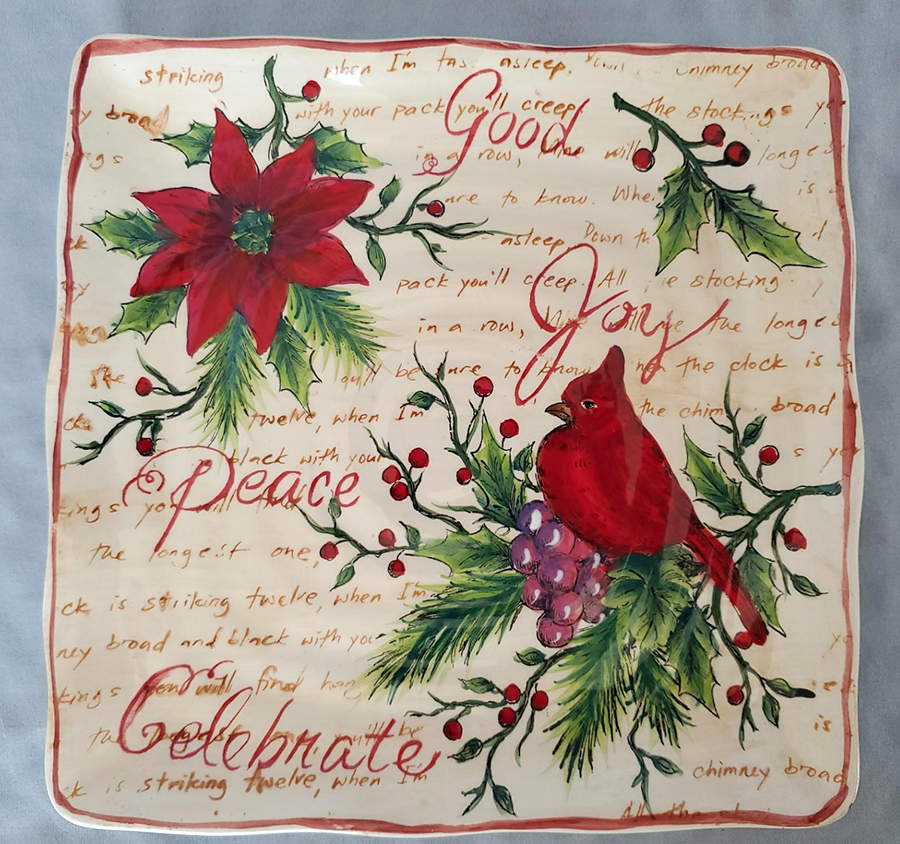 Yuletide Greeting Square Salad Plate by Maxcera Corp-1