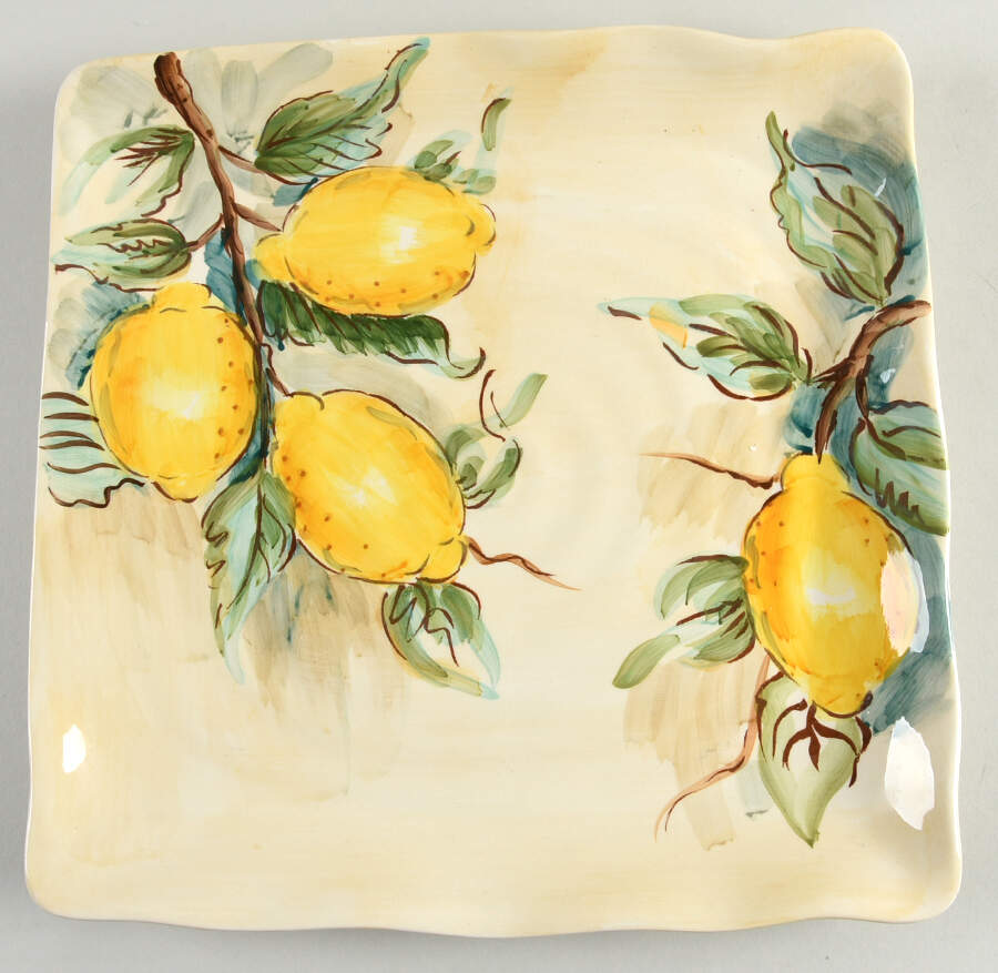 Watercolor Lemon (Beige Body) Dinner Plate by Maxcera Corp-1