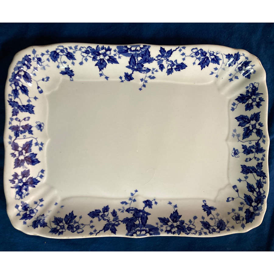 Oakland-Blue (Scalloped, No Trim) 11" Rectangular Serving Platter by John Maddock & Sons-1