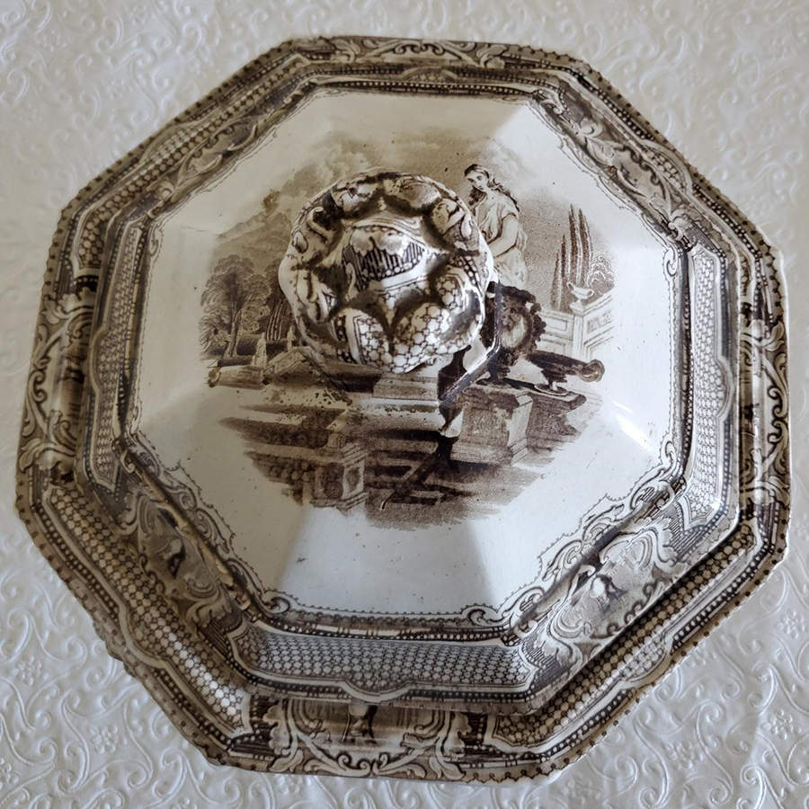 Athena Brown Octagonal Covered Vegetable by Marple, Turner & Co-1