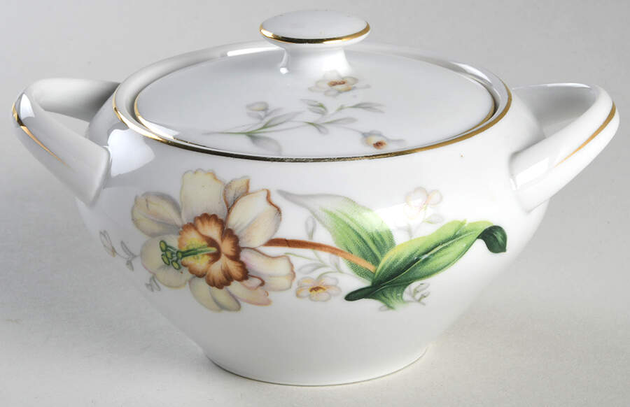Wildwood (1 3-4" Rim, White) Sugar Bowl & Lid by Meito-1