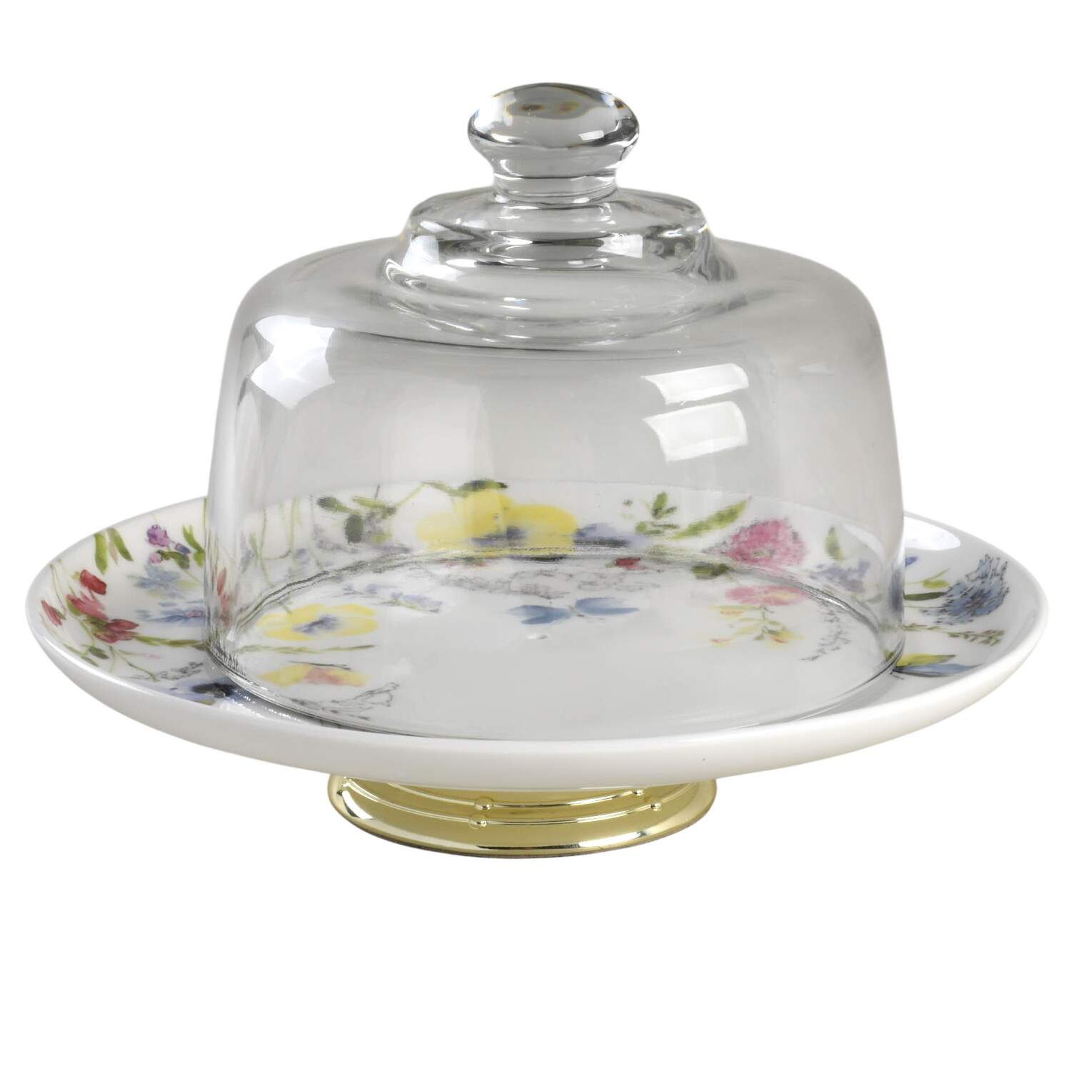 Jolie 6 1/2"-7 1/2" Footed Cheese Plate w/ Glass Dome HC by Mikasa-1