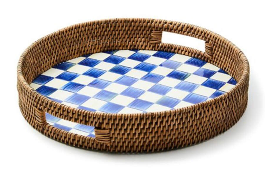 Royal Check (Enamelware&Accessories) 16" Round Tray by MacKenzie-Childs-1