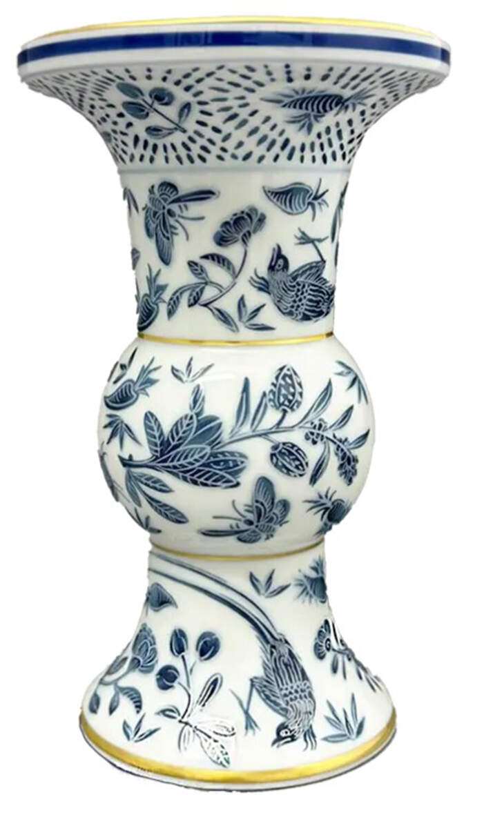 Sacred Bird & Butterfly Blue 6" Vase by Mottahedeh-1