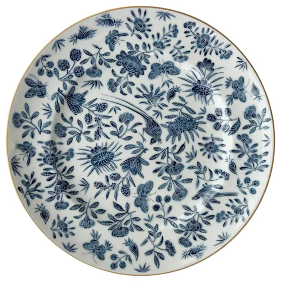 Sacred Bird & Butterfly Blue Dinner Plate by Mottahedeh-1