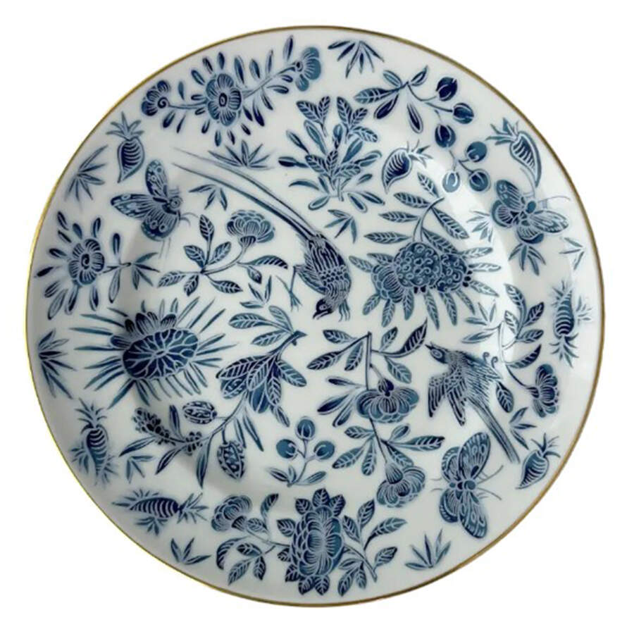 Sacred Bird & Butterfly Blue Bread & Butter Plate by Mottahedeh-1