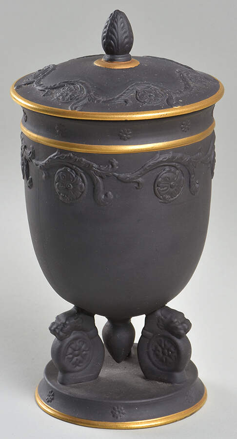 Black Basalt Giftware 7" Urn with Lid by Mottahedeh-1