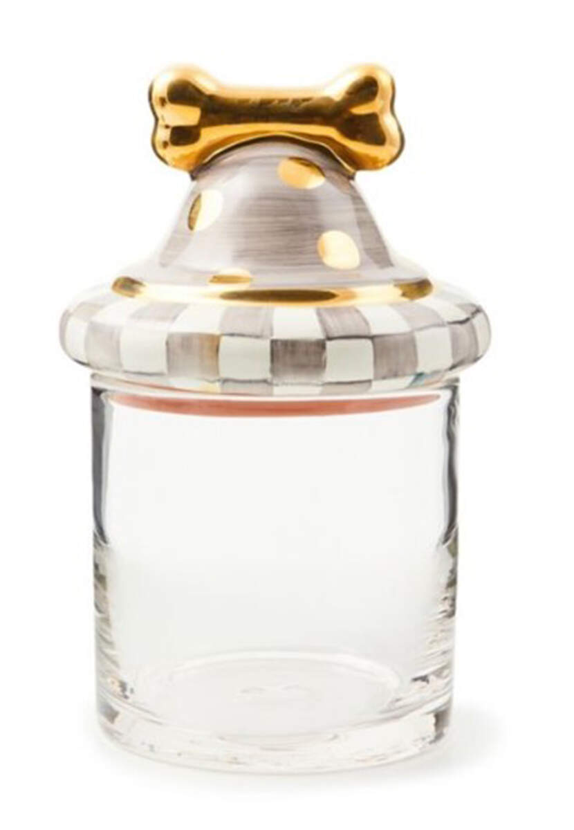 Sterling Check Glass Treat Jar & Ceramic Lid by MacKenzie-Childs-1
