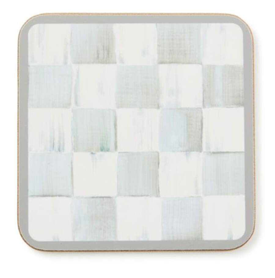 Sterling Check (4 Pc) Cork Back Square Coaster Set by MacKenzie-Childs-1