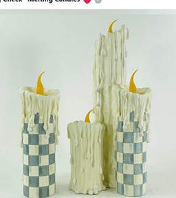 Sterling Check 17" 3 Liight Battery Operated Candle by MacKenzie-Childs-1