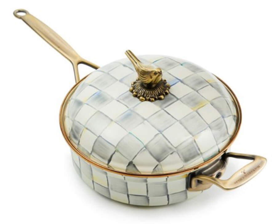Sterling Check (Enamelware) 10" Saute' Pan & Lid by MacKenzie-Childs-1