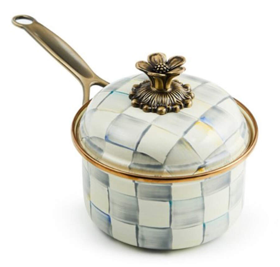 Sterling Check (Enamelware) 1 Quart Saucepan & Lid by MacKenzie-Childs-1