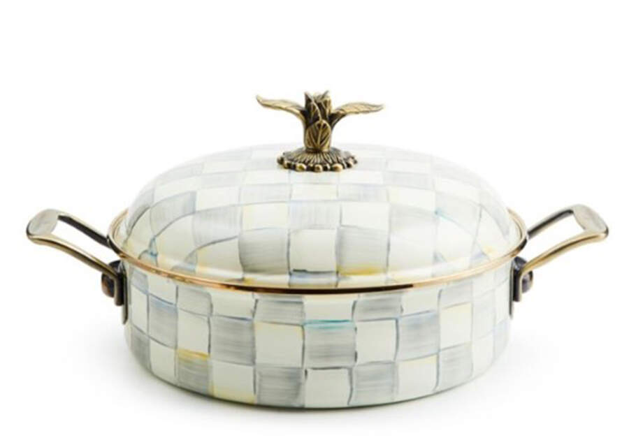 Sterling Check (Enamelware) 5 Quart Round Covered Casserole by MacKenzie-Childs-1