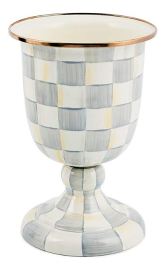 Sterling Check (Enamelware) Pedestal Vase by MacKenzie-Childs-1