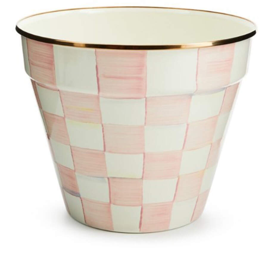 Rosy Check (Enamelware) 9" Flower Pot by MacKenzie-Childs-1