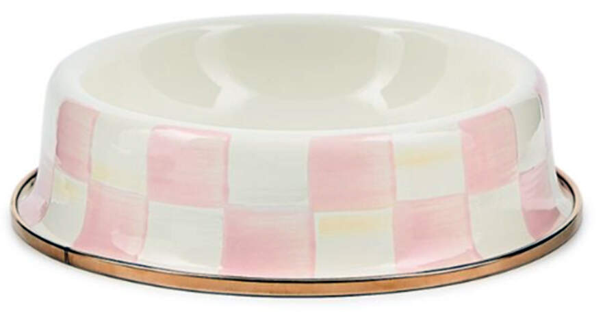 Rosy Check (Enamelware) Medium Pet Bowl by MacKenzie-Childs-1
