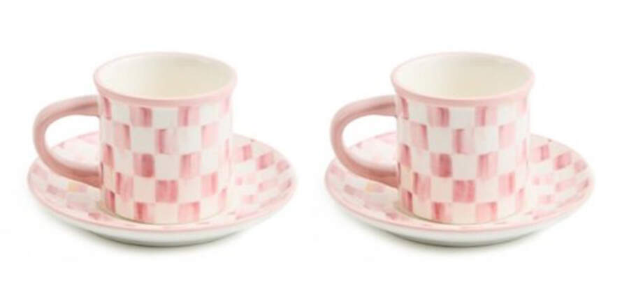 Rosy Check Espresso Cup & Saucer Set - Set of 2 by MacKenzie-Childs-1