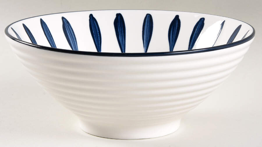 White & Blue Ticks Noodle Bowl by Medici (Medici Home)-1