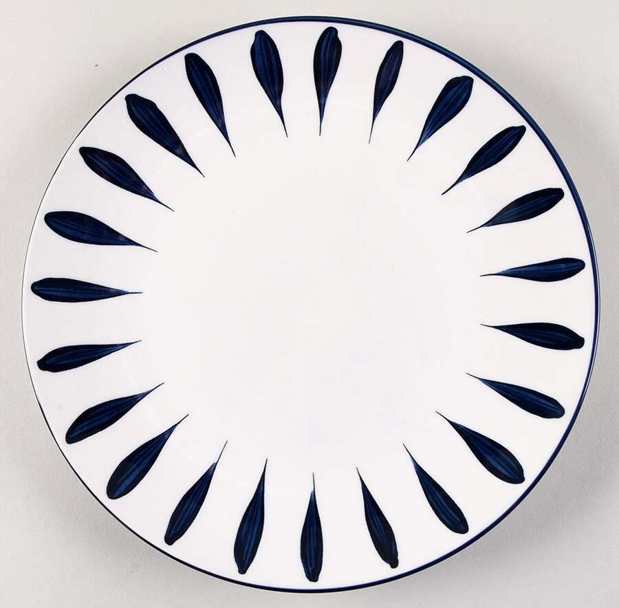 White & Blue Ticks Dinner Plate by Medici (Medici Home)-1