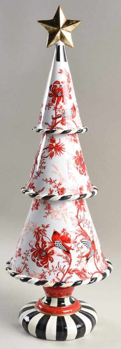 Cardinal Toile Resin Tiered Tree Figurine by MacKenzie-Childs-1
