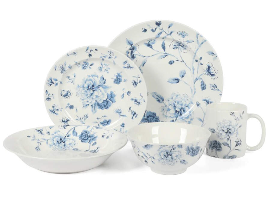 Empress Bouquet Blue Dinner Plate by Martha Stewart-1
