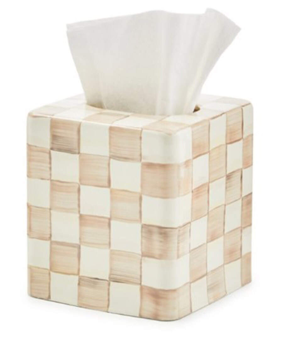 Mocha Check (Enamelware) Square Tissue Box Cover by MacKenzie-Childs-1