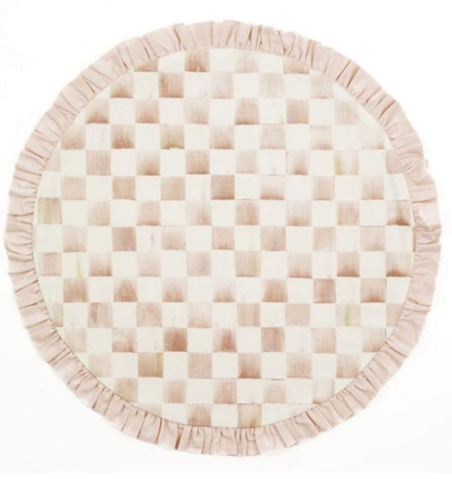 Mocha Check (Enamelware) Round Cloth Placemat by MacKenzie-Childs-1