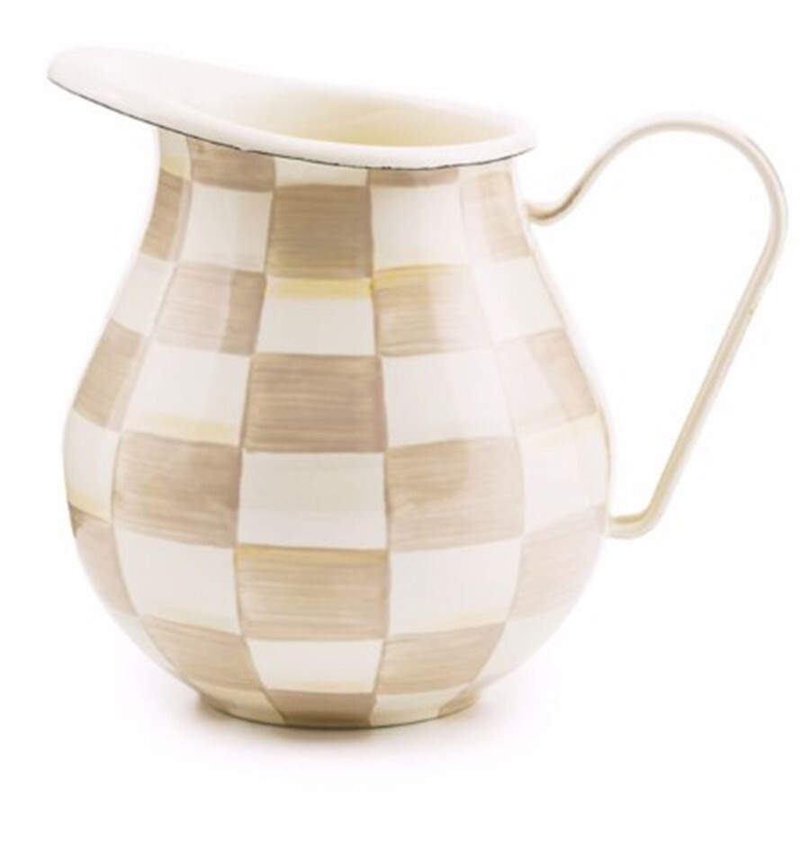 Mocha Check (Enamelware) 96 Oz Pitcher by MacKenzie-Childs-1
