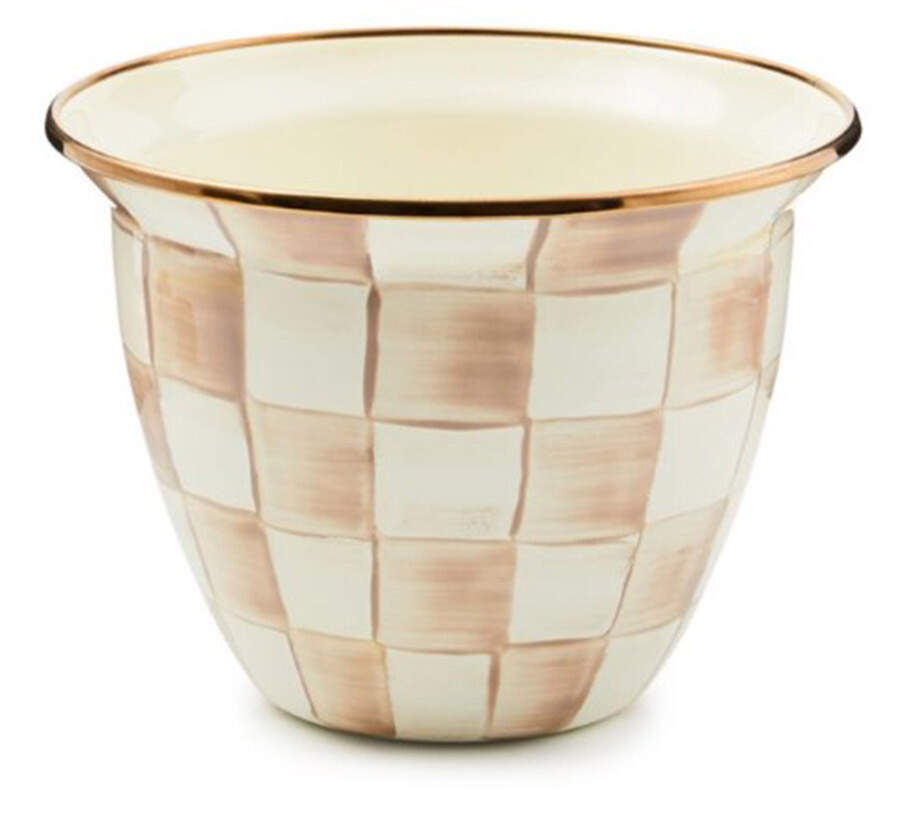 Mocha Check (Enamelware) 5" Flower Pot by MacKenzie-Childs-1