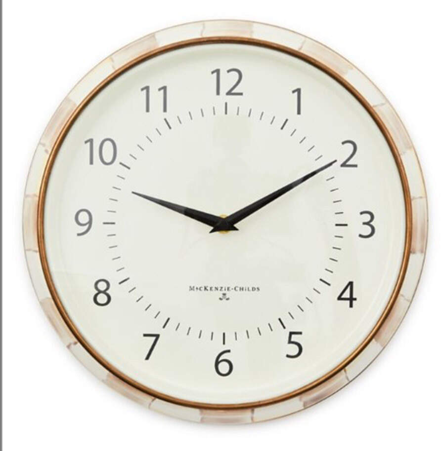Mocha Check (Enamelware) Hanging Wall Clock by MacKenzie-Childs-1