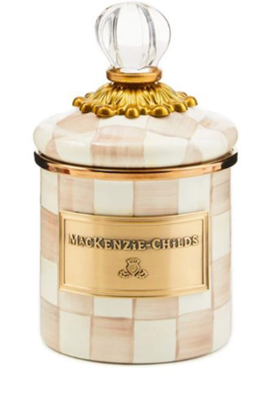 Mocha Check (Enamelware) Mini Canister & Lid by MacKenzie-Childs-1
