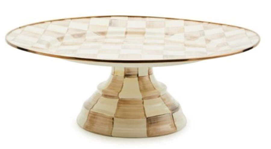 Mocha Check (Enamelware) 8" Diameter Pedestal Cake Stand by MacKenzie-Childs-1