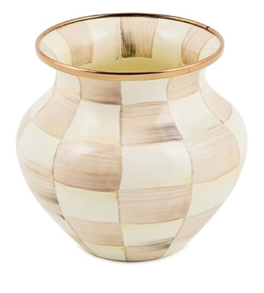 Mocha Check (Enamelware) 4" Vase by MacKenzie-Childs-1